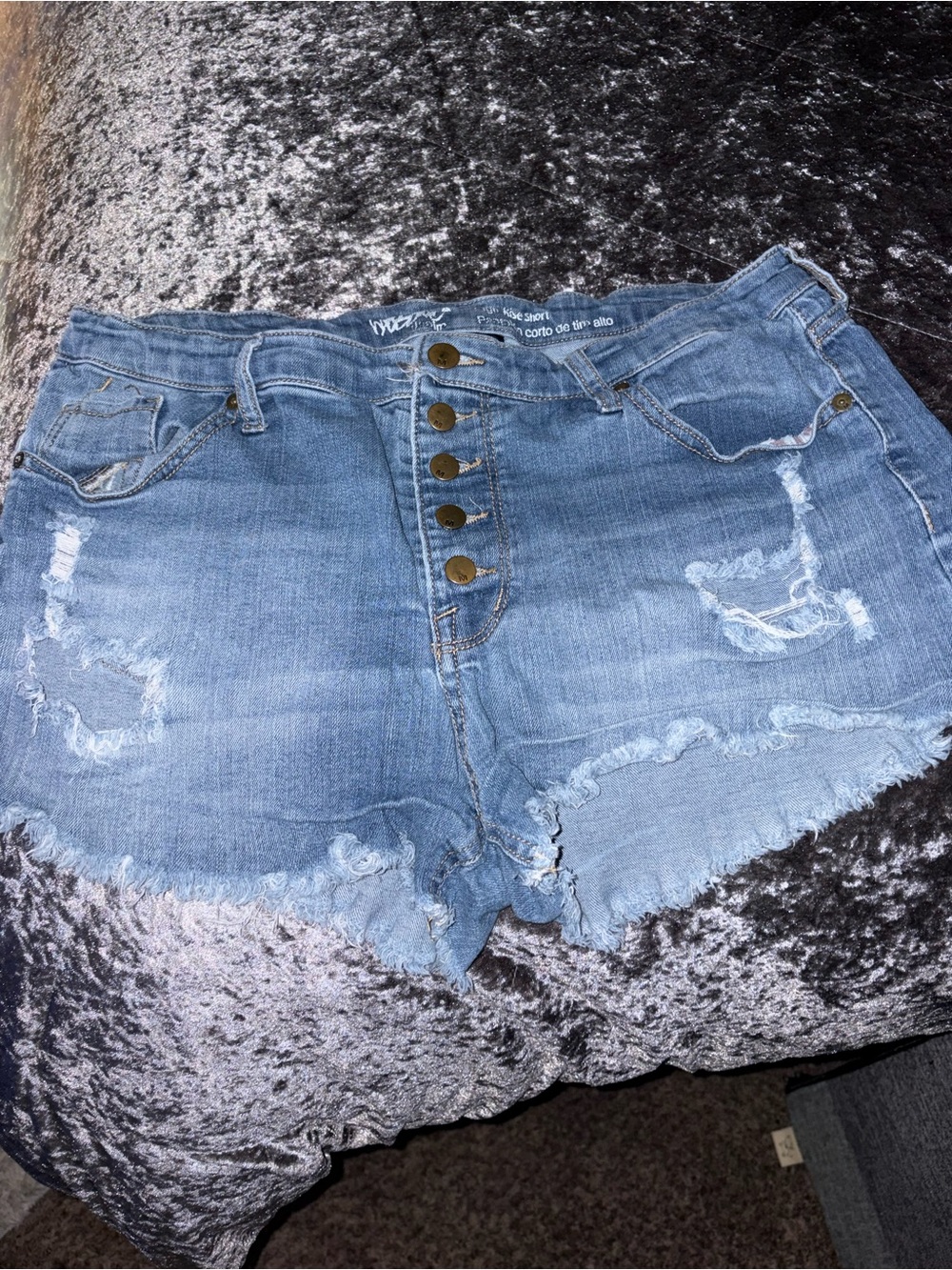 Mossimo Supply Co. Light Blue Distressed Denim Button-Front Shorts